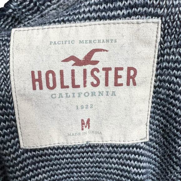 Hollister Striped Crew Neck Sweater Navy White Chest Pocket Medium Men's Casual - Picture 7 of 8